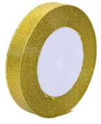 Wstążka tasiemka satynowa złota brokat 6mm x 25cm