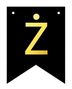 Baner czarno-złoty DIY czarny ze złotą literą flagi 12 x 16 cm litera Ż