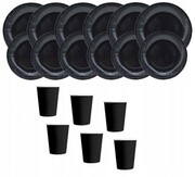 Zestaw urodzinowy kubki talerzyki czarne naczynia