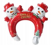 Balon foliowy opaska świąteczna czerwona na głowę bałwan bałwanki 31x29 cm