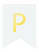 Baner DIY biały ze złotą literą flagi literka P