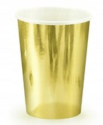 12 kompletów po 6szt ( 2,68zł netto / 3,3 brutto -1 kpl 6szt.) Kubki papierowe złote 250ml 6 szt urodziny metalic