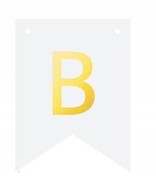 Baner DIY biały ze złotą literą flagi literka B