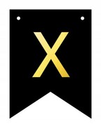 Baner czarno-złoty DIY czarny ze złotą literą flagi 12 x 16 cm litera X