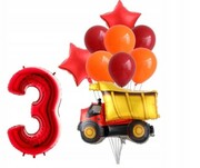 Zestaw balonów trzecie urodziny ciężarówka pojazd
