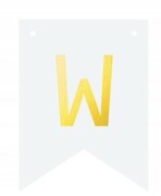 Baner DIY biały ze złotą literą flagi literka W