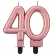 Świeczka na tort 40 urodziny rose gold metaliczna