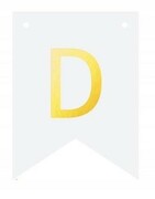 Baner DIY biały ze złotą literą flagi literka D