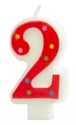 Świeczka urodzinowa 2 dwa na tort urodziny czerwon