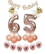 ZESTAW BALONY 65 URODZINY sześćdziesiąte ROSE GOLD