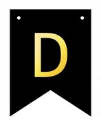 Baner czarno-złoty DIY czarny ze złotą literą flagi 12 x 16 cm litera D