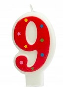 Świeczka urodzinowa 9 dziewięć na tort urodziny cz