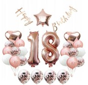 ZESTAW rose gold balonów 18 urodziny osiemnastka