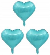 BALON foliowy niebieski serca serduszka 3szt 25 cm