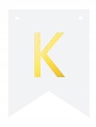 Baner DIY biały ze złotą literą flagi literka K