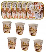 Zestaw urodzinowy kubki talerzyki zwierzątka leśne