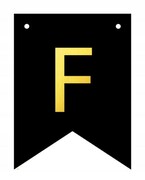 Baner czarno-złoty DIY czarny ze złotą literą flagi 12 x 16 cm litera F