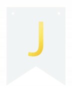 Baner DIY biały ze złotą literą flagi literka J