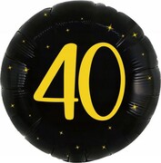Balon foliowy czarny okrągły na 40 urodziny czterdziestka złoty nadruk 43cm