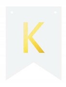 Baner DIY biały ze złotą literą flagi literka K