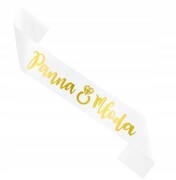 Szarfa Wieczór Panieński biała Panna Młoda złota