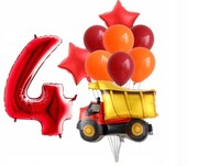 Zestaw balonów czwarte urodziny ciężarówka pojazd