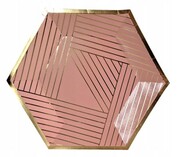 Talerzyki 23 cm różowe złote paski 6 szt urodziny