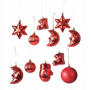Ozdobne Świąteczne czerwone bombki choinkowe 11szt
