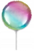 BALON foliowy okrągły tęczowy na patyk roczek koło
