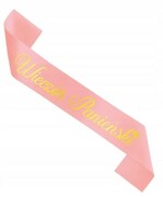 Szarfa na Wieczór Panieński różowa napis złoty