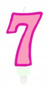 Świeczka urodzinowa 7 różowa na tort urodziny