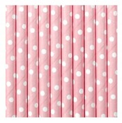 Słomki BIO papierowe różowe białe kropeczki 10 szt