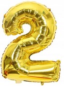 BALON foliowy złoty cyfra DWA 2 urodziny 40 cm