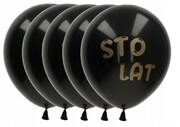 Balony lateksowe urodzinowe czarne złoty napis STO LAT 30 cm zestaw 5 szt.