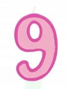 Świeczka urodzinowa 9 różowa na tort urodziny