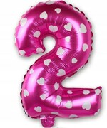 BALON foliowy RÓŻOWY cyfra DWA 2 urodziny 40cm