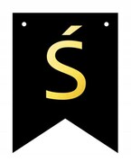 Baner czarno-złoty DIY czarny ze złotą literą flagi 12 x 16 cm litera Ś