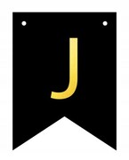 Baner czarno-złoty DIY czarny ze złotą literą flagi 12 x 16 cm litera J