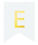 Baner DIY biały ze złotą literą flagi literka E