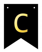 Baner czarno-złoty DIY czarny ze złotą literą flagi 12 x 16 cm litera C