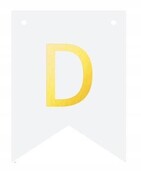 Baner DIY biały ze złotą literą flagi literka D