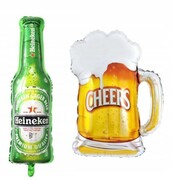 Zestaw 2 szt. balony piwo butelka heineken kufel