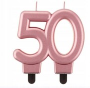 Świeczka na tort 50 urodziny rose gold metaliczna