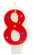 Świeczka urodzinowa 8 osiem na tort urodziny czerw