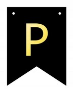 Baner czarno-złoty DIY czarny ze złotą literą flagi 12 x 16 cm litera P