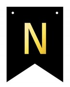 Baner czarno-złoty DIY czarny ze złotą literą flagi 12 x 16 cm litera N