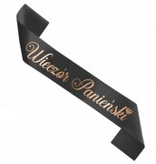 Szarfa na Wieczór Panieński czarna złoty napis