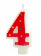 Świeczka urodzinowa 4 cztery na tort urodziny czer