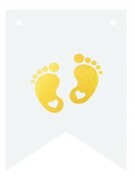 Baner DIY biały ze złotymi stópkami chrzest baby