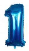 BALON foliowy cyfra jeden niebieski urodziny 40 cm
